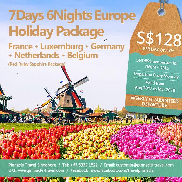 7 Days 6 Nights France Luxemburg Germany Netherlands Belgium Europe  holiday tour package from Singapore