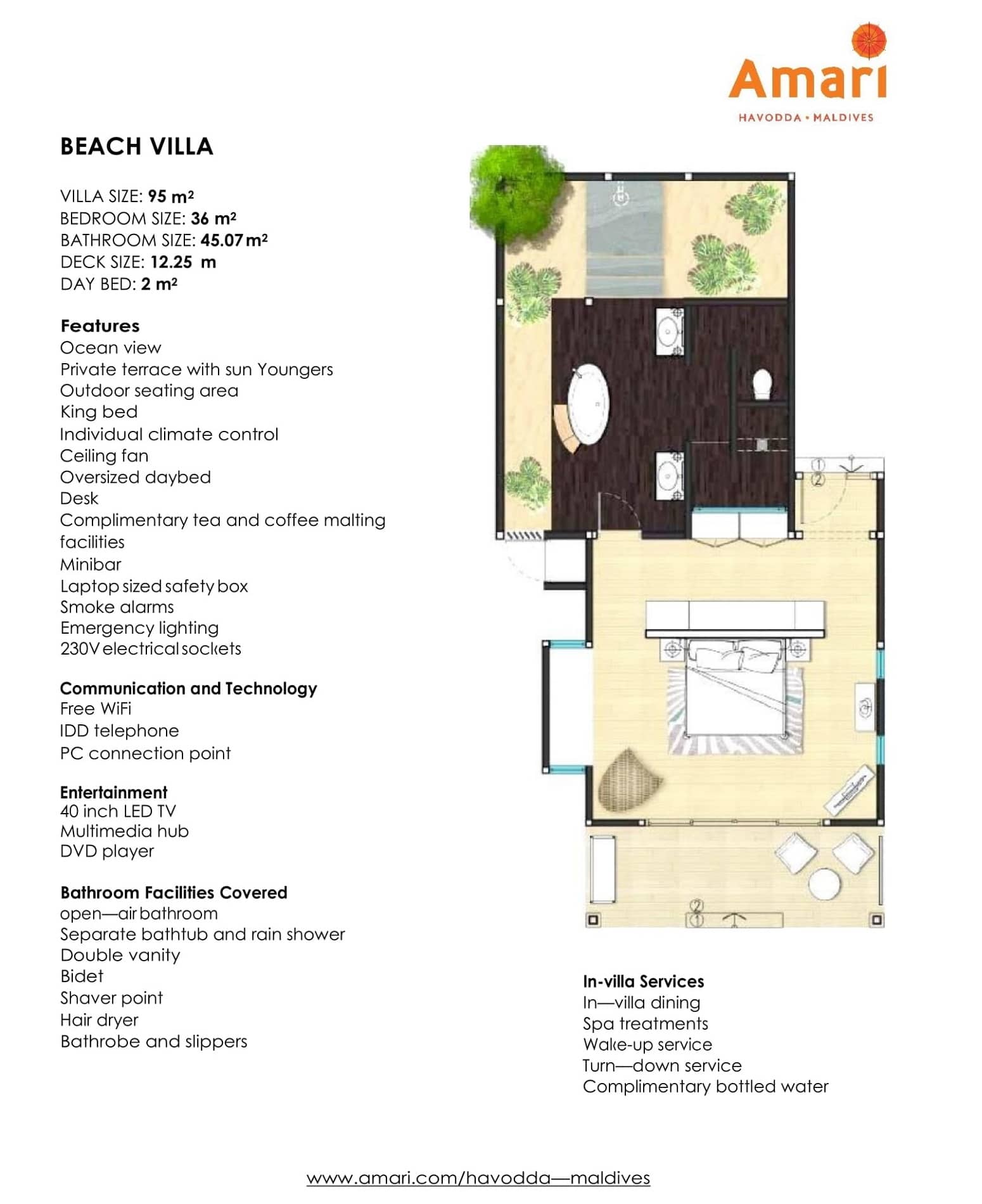 Amari Havodda Maldives Beach Villa Floor Plan 1